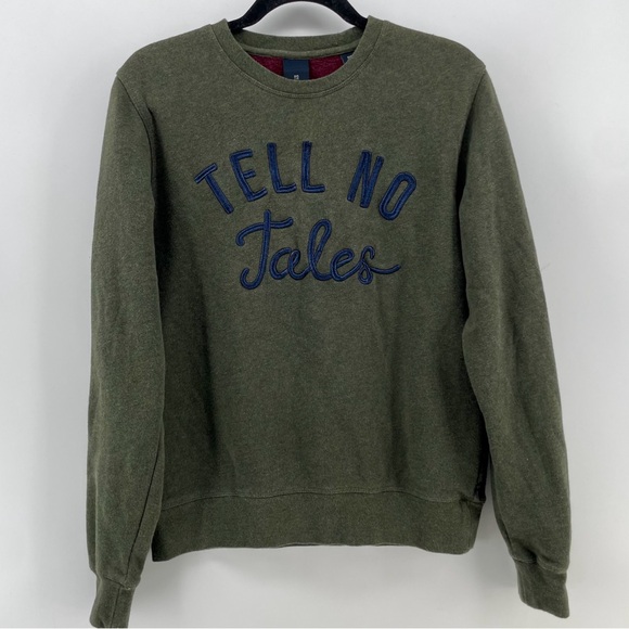 Scotch & Soda Tops - Scotch & Soda Crewneck Sweatshirt Olive “Tell No Tales” Cotton Blend S